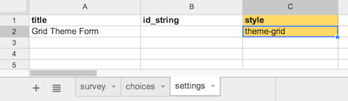 XLSForm Style Setting